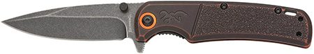 [023614783206] Browning 3220581B Buckmark  EDC Slim 3.13" Folding Drop Point Plain Black Stonewashed D2 Steel Blade, Bronze Stonewashed Polymer Handle, Box Packaging