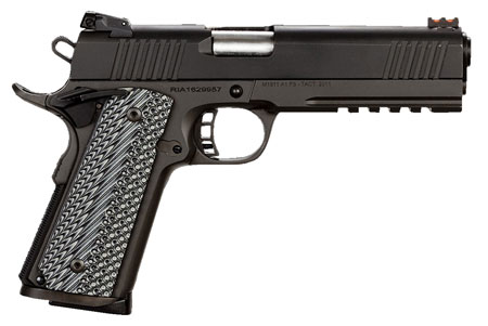 [4806015514855] Rock Island 51485 Tac Ultra FS 45 ACP Caliber with 5" Barrel, 8+1 Capacity, Overall Black Parkerized Finish Steel, Picatinny Rail/Beavertail Frame, Serrated Slide  &  Black  &  Gray G10 Grip