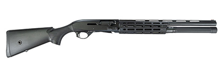 [723551446645] MAC 21000182 Agency Tradesman 2 12 Gauge Semi-Auto 5+1 18.50" Black Chromate Ported Vent Rib Barrel, Black Anodized Picatinny Rail Receiver, Fixed Black Synthetic Stock