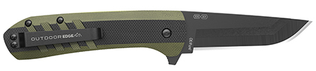 [743404602547] Outdoor Edge VX430BC Razor VX4  3" Folding Plain Black/Green