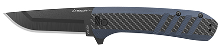 [743404602561] Outdoor Edge VX430CC Razor VX4  3" Folding Plain Carbon Fiber/Blue