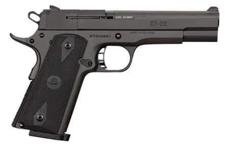 [4806015519966] Rock Island 51996 XT Magnum 22 Mag 14+1 5" Bull Barrel, Black Parkerized Serrated Slide, Steel Frame w/Beavertail, Black Rubber Grip