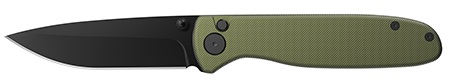 [743404222561] Outdoor Edge DK1C Dirk  3.25" Folding Drop Point Plain Black Oxide 8Cr13MoV SS Blade Green Anodized