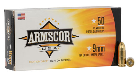 [812285020037] Armscor FAC94 USA  9mmLuger 124gr Full Metal Jacket 50 Per Box/20 Case