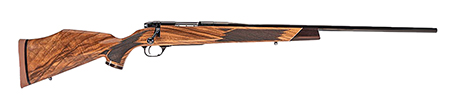 [747115459544] Weatherby MDX01N224WR4T Mark V Deluxe Varmintmaster 224 Wthby Mag Threaded Barrel, Drilled  &  Tapped Steel Receiver, Monte Carlo High Gloss Walnut Wood Stock