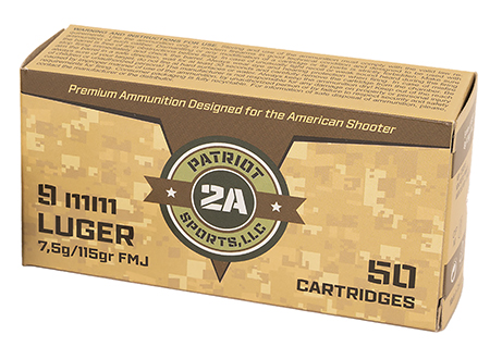 [850053775109] PATRIOT SPORTS LLC P9MM115FThe Patriot Defense Ammunition 9mm Luger ammunition with a 115 Grain Full Metal Jacket Projectile  &  Brass Case.