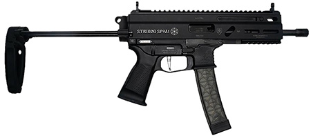 [850003223131] Grand Power 850003223131 SP9A1 Stribog 9mm Luger 30+1 8" Black Threaded Barrel, M-LOK Handguard, Black Aluminum Picatinny Rail Receiver, Black PDW Tailhook Brace, Black Polymer Grip, Thread Protector
