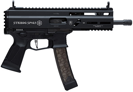 [8588005808538] Grand Power 8588005808538 SP9A3 Stribog 9mm Luger 30+1 8" Black Threaded Barrel, M-LOK Handguard, Black Aluminum Picatinny Rail Receiver, Rear Picatinny Rail, Black Polymer Grips