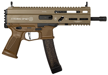 [197892004770] Grand Power 197892004770 SP9A3 Stribog 9mm Luger 30+1 8" Black Threaded Barrel, M-LOK Handguard, Flat Dark Earth Aluminum Picatinny Rail Receiver, Rear Picatinny Rail, FDE Polymer Grips