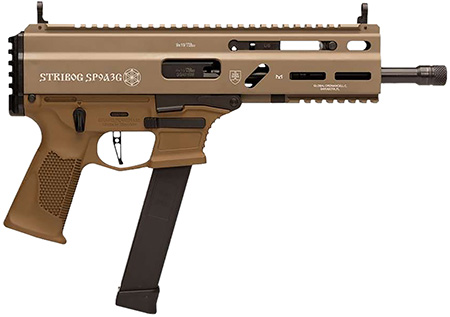 [810091157992] Grand Power 810091157992 SP9A3 Stribog 9mm Luger 30+1 16" Black Threaded Barrel, M-LOK Handguard, Flat Dark Earth Aluminum Picatinny Rail Receiver, Polymer Side Folding Stock, FDE Polymer Grip