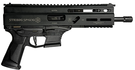 [8588005808545] Grand Power 8588005808545 SP9A3G Stribog 9mm Luger 30+1 8" Black Threaded Barrel, M-LOK Handguard, Black Hardcoat Anodize Aluminum/Polymer Receiver w/Picatinny Rail, Black Polymer Grip, Ambidextrous