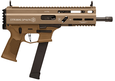 [810091156155] Grand Power 810091156155 SP9A3G Stribog 9mm Luger 30+1 8" Black Threaded Barrel, M-LOK Handguard, Flat Dark Earth Aluminum Picatinny Rail Receiver, FDE Polymer Grip, Thread Protector