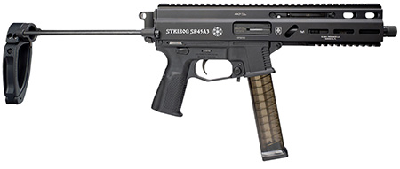 [197892004831] Grand Power 197892004831 SP45A3 Stribog 45 ACP 20+1 8" Black Threaded Barrel, Black Aluminum Picatinny Rail Receiver, Black PDW Tailhook Brace, Black Polymer Grip, Thread Protector