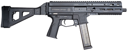 [197892004848] Grand Power 197892004848 SP10A3 Stribog 10mm Auto 20+1 8" Black Threaded Barrel, Black Aluminum Picatinny Rail Receiver, Black Polymer SB Tactical Brace, Black Polymer Grip, Thread Protector