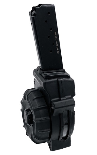 [708279016080] ProMag DRMA95   30rd Drum 9mm Fits Ruger LC9/EC9 Black Polymer