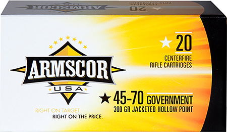 [812285022406] Armscor FAC4570300GR USA  45-70Gov 300gr Jacketed Hollow Point 20 Per Box/10 Case