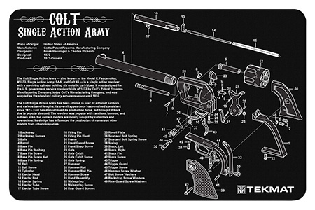 [612409971029] TekMat TEKR17SAA  Cleaning Mat Black/White Rubber 11"x17" Colt Revolver Army Parts Diagram
