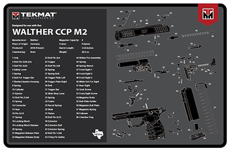 [888151041918] TekMat TEKR17WALCCPM2 Walther CCP M2 Cleaning Mat Black/White Rubber 11"x17" Walther CCP M2 Parts Diagram