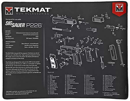 [612409971296] TekMat TEKR20SIGP226 Sig Sauer P226 Ultra 20 Cleaning Mat Black/White Rubber 15"x20" Sig Sauer P226 Parts Diagram