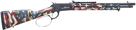 [682146886450] Citadel CIT44LVRUSA Levtac 92 44 Mag 8+1 16.50" Matte Black Threaded Barrel  &  Steel Receiver w/Picatinny Rail, Fixed Respect Camo (American Flag) Synthetic Stock, Right Hand