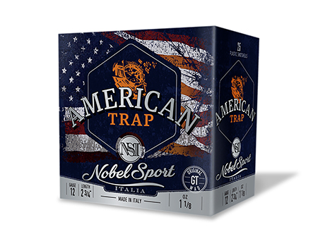 [837913002476] Nobel/Eurosports LLC ANS121FSC8 American Trap  12Gauge 2.75" 1 1/8oz 8Shot 25 Per Box/10 Case