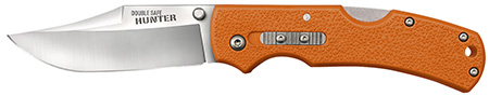 [888151032169] Cold Steel CS23JBZ Double Safe Hunter 3.50" Folding Clip Point Plain Satin 8Cr13MoV SS Blade, 4.88" Blaze Orange Textured GFN Handle