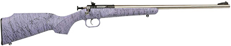 [611613024459] Crickett KSA2445 Gen2  Youth 22 LR 1rd 16.13" Stainless Single Shot Barrel, Stainless Steel Receiver, Purple w/Black Webbing Fixed Synthetic Stock