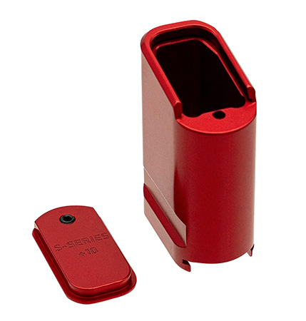 [810159261272] Shield Arms SAS15ME10RED Magazine Extension  Extended 10rd Compatible w/ Shield Arms S15 Magazine Red Anodized Aluminum