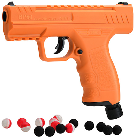 [026785060534] Beeman 6053 Projectile Launcher Combo Orange CO2 50 Cal, 8 Pepper Balls, 8 Steel Balls