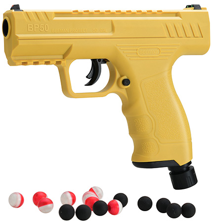 [026785060558] Beeman 6055 Projectile Launcher Yellow CO2 50 Cal, 8 Pepper Balls, 8 Steel Balls