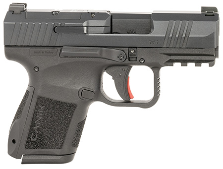 [787450919211] Canik HG7651CAN Mete MC9 *CA Compliant Micro-Compact Frame 9mm Luger 10+1 3.18" Steel Barrel, Black Cerakote Optic Ready/Serrated Steel Slide, Black Polymer Frame w/Picatinny Rail, Textured Grip