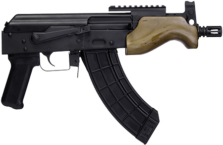 [787450848252] Century Arms HG7596N Draco Micro 7.62x39mm 30+1 6.25" Black Threaded Barrel, Black Anodized Picatinny Rail Receiver, Black Polymer Grip, Wood Furniture