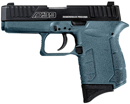 [810035755840] Diamondback DB0200P251 DB9 Gen4 Jesse James Micro-Compact Frame 9mm Luger 6+1 3.10" Black Nitride Stainless Steel Barrel  &  Serrated Slide, Civil Defense Blue Cerakote Polymer Frame w/Beavertail