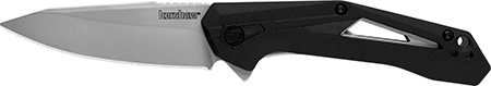 [087171058405] Kershaw 1385 Airlock  EDC 3" Folding Drop Point Plain Bead Blasted 5Cr13MoV SS Blade, Black GFN/SS Handle
