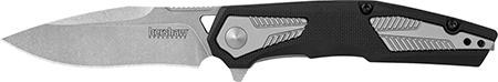 [087171060934] Kershaw 1390 Tremolo  EDC 3.13" Folding Clip Point Plain Stonewashed 4Cr14 Blade, Black GFN/SS Handle