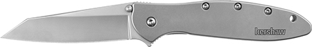 [087171060958] Kershaw 1660R Leek Random EDC 3" Folding Reverse Tanto Plain Bead Blasted 14C28N Steel Blade, Silver Stainless Steel Handle