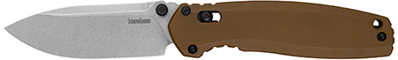 [087171068374] Kershaw 2052 Broadside  3.50" Folding Spear Point Plain Stonewashed D2 Steel Blade, Brown G10 Handle