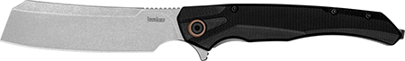 [087171063928] Kershaw 2078 Strata  4" Folding Cleaver Plain Stonewashed D2 Steel Blade, Black Bead Blasted G10/SS Handle