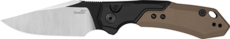 [087171066691] Kershaw 7851 Launch 19 Automatic 3.30" Folding Clip Point Plain Black Satin Cerakote CPM 154 SS Blade, Black Aluminum/Brown G10 Handle