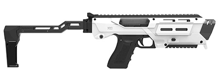 [810108182993] Meta Tactical Llc MX1-PS-WT MX-1 Conversion Kit Compatible w/Glock, White Aluminum Frame w/M-LOK  &  Picatinny Rail, Black Polymer Folding Stabilizer