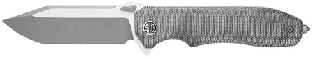 [762765921470] Eikonic Knife Company VA9SBT Validus  3.78" Folding Modified Tanto Plain Dark Acid Stonewash/Satin M390 Steel Blade, 4.76" Salt  &  Pepper Canvas Micarta Handle