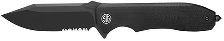 [762765921487] Eikonic Knife Company VA9BBS Validus  3.78" Folding Drop Point Part Serrated Black PVD M390 Steel Blade, 4.76" Black Textured G10 Handle