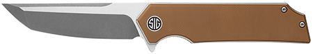 [762765921494] Sig Sauer Knives TS8SBRN Tsuru  3.30" Folding Tanto Plain Satin 154CM SS Blade, 4.20" Coyote Brown G10 Handle