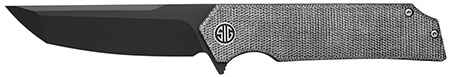 [762765921500] Sig Sauer Knives TS8BB Tsuru  3.30" Folding Tanto Plain Black PVD 154CM SS Blade, 4.20" Salt  &  Pepper Micarta Handle