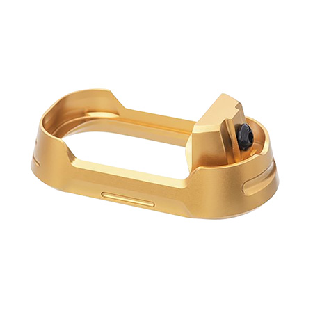 [7426848614323] Tyrant CNC TDG19G34MWGLDBLKSRW  Magwell Fits Glock 19 Gen 3-4 Gold Aluminum