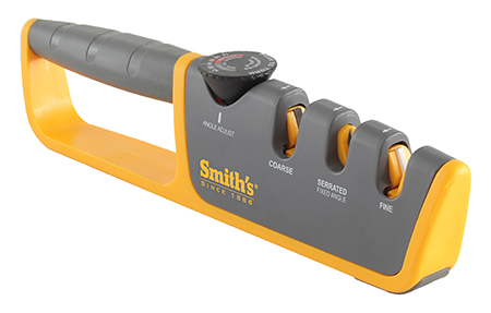 [027925502648] Smiths Products 50264 Adjustable Angle Pull-Thru Sharpener Hand Held Fine, Coarse Ceramic, Diamond Sharpener Rubber Handle Gray