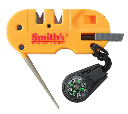 [027925503645] Smiths Products 50364 Pocket Pal X2 Sharpener and Outdoor Tool Hand Held Fine/Medium/Coarse Carbide, Ceramic, Diamond Sharpener Plastic Handle Yellow