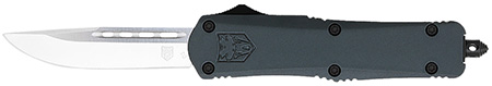 [099654035933] CobraTec Knives MGYFS3DNS FS-3  Medium 3" OTF Drop Point Plain D2 Steel Blade, 4.50" Gray Aluminum Alloy Handle