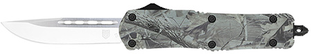 [099654040326] CobraTec Knives MWDFS3DNS FS-3  Medium 3" OTF Drop Point Plain D2 Steel Blade, 4.50" Woodland Camo Aluminum Alloy Handle