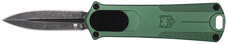 [099654046373] CobraTec Knives 952ODGDAGNS 952  1.75" OTF Dagger Plain Stonewashed D2 Steel Blade, 3" OD Green Anodized Aluminum Handle